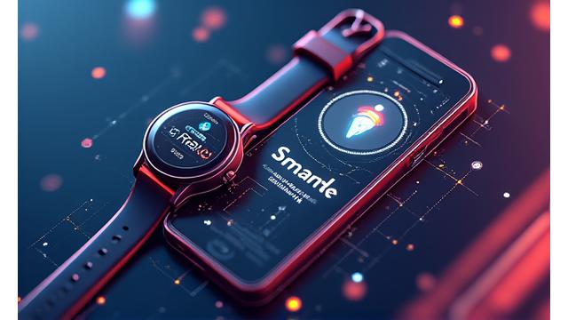 7月のトレンドレポート表紙、ウェアラブルデバイスと健康アプリのアイコン